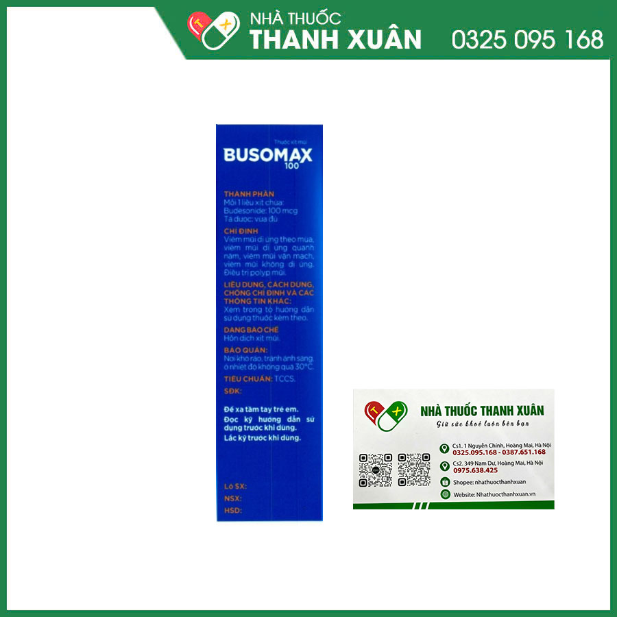 Busomax 100 thuốc xịt mũi điều trị viêm mũi dị ứng, polyp mũi